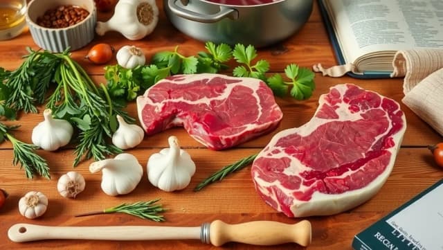 Fyra vänner delar vildsvinkött tillsammans