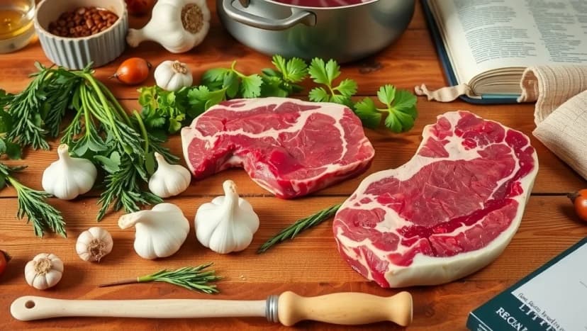 Fyra vänner delar vildsvinkött tillsammans