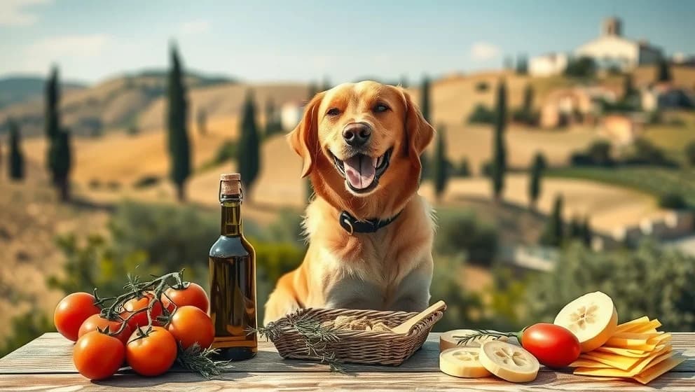 Lycklig hund i Toscana väntar på dig