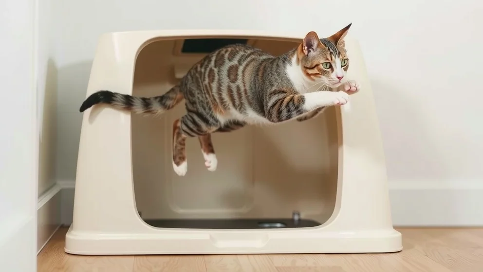 Varför hoppar katter i kattlådan