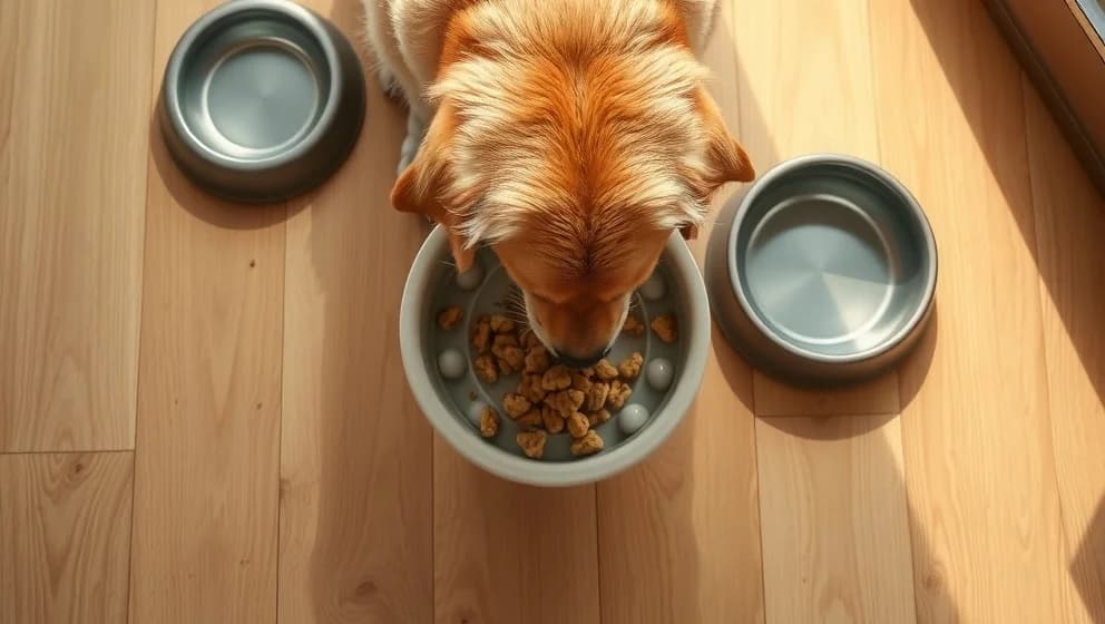 Slow feeder hund för friskare matvanor