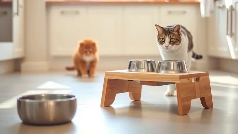 Upphöjd matskål för katt värmer eller skadar